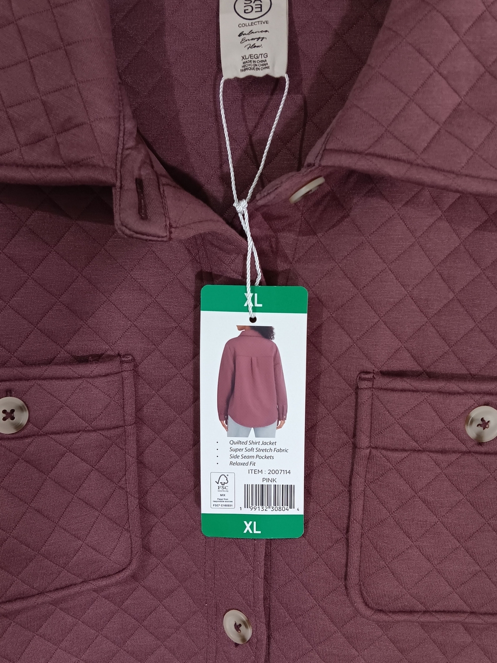 Sage Collective Quilted Shirt Jacket in Purple XL NWT